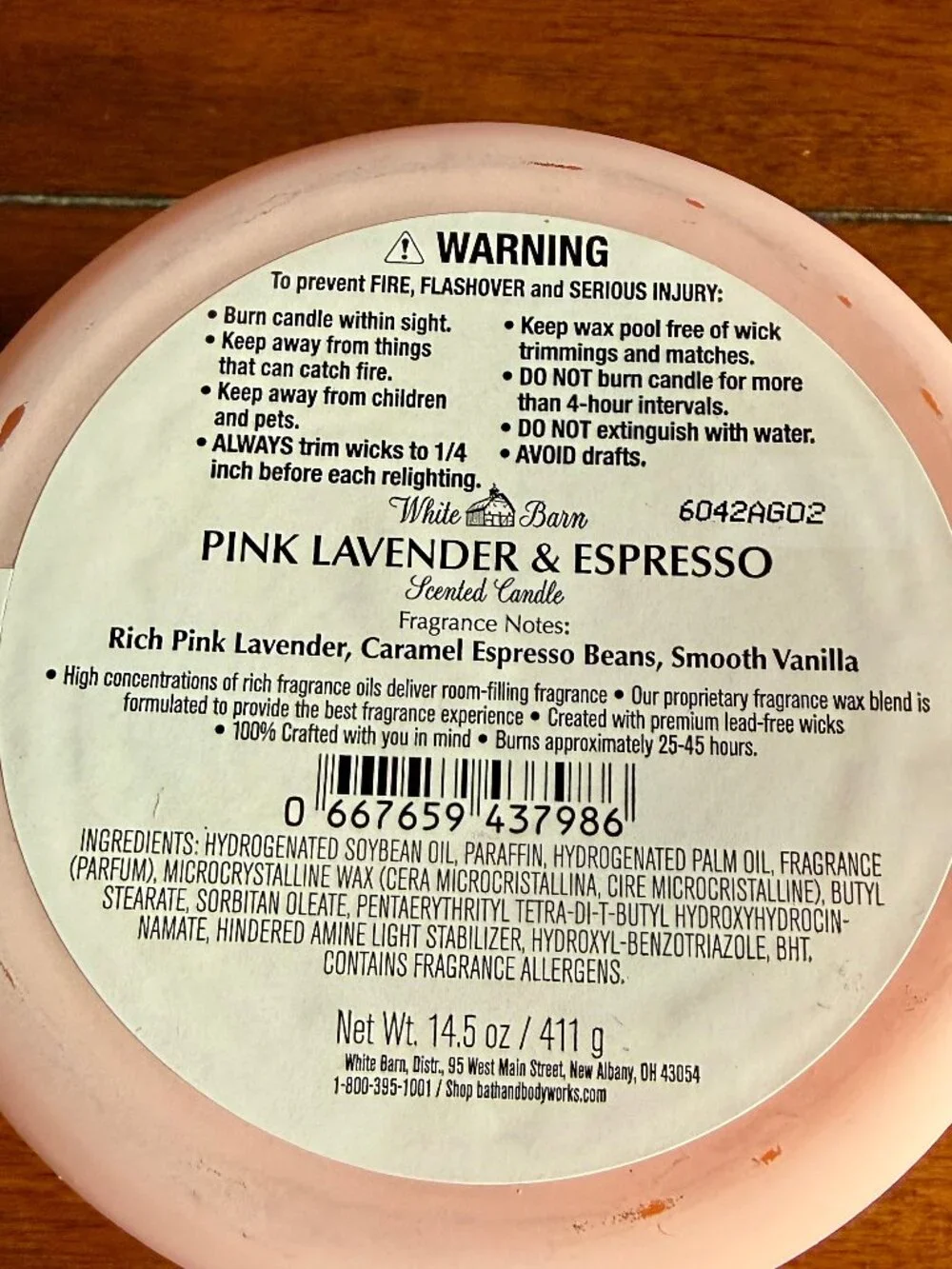NEW PINK LAVENDER & ESPRESSO 3-Wick Candle Bath & Body Works - Picture 3 of 3